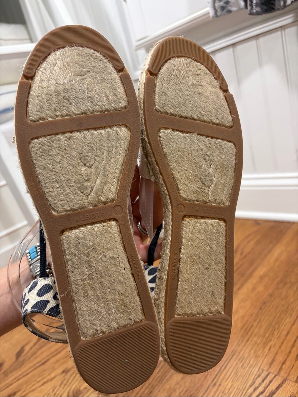 Talbots Ivy Espadrille Slingback Sandal Flats - Navy Embroidered Giraffes (11) - Picture 9 of 10